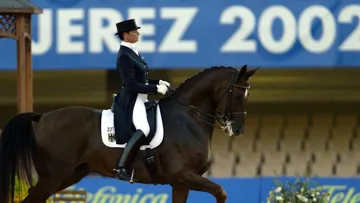 Ulla Salzgeber et Rusty aux Jeux équestres mondiaux de 2002, à Jerez de la Frontera.