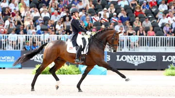 Charlotte Dujardin et Mount St John Freestyle lors des Jeux équestres mondiaux de Tryon.