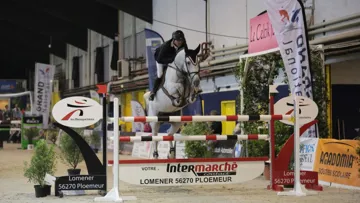 Laurent Goffinet associé à Quinette du Quesnoy, deuxième de l'édition 2014 du Grand national de Lorient