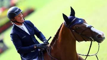 Cameron Hanley, ici à Aix-la-Chapelle en 2018, accompagné d'Eis Isaura.