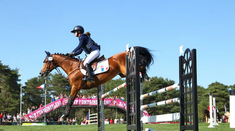 Romane Ohrant et Quabar des Monceaux, troisièmes du Grand Prix.