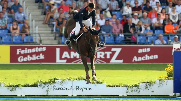 Jérôme Hurel et Quartz Rouge, membres de l'équipe tricolore aux championnats d'Europe d'Aix-la-Chapelle.