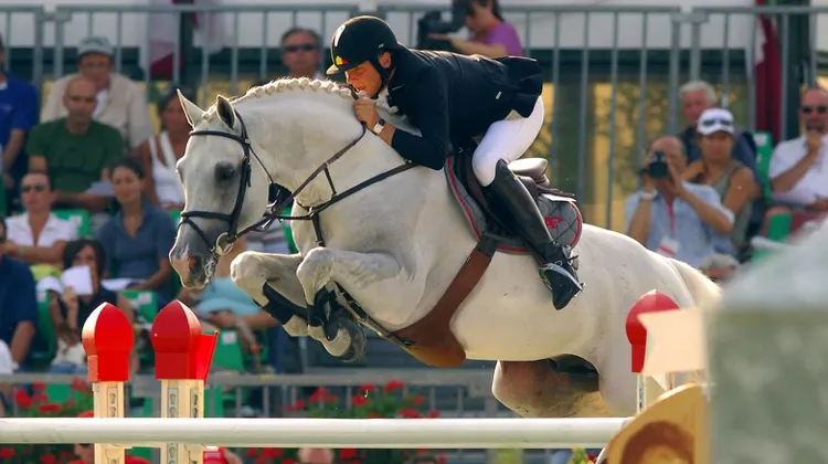 Dirk Demeersman et Clinton lors des championnats d'Europe de 2005.