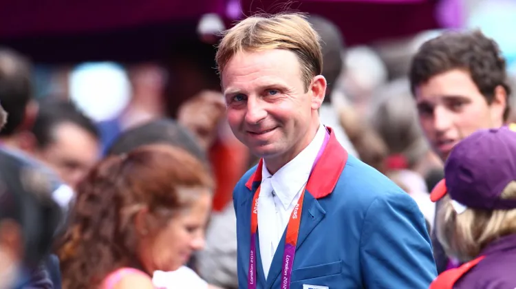 Olivier Guillon lors des Jeux Olympiques de Londres en 2012, où il terminait douzième en individuel avec Lord de Theize.