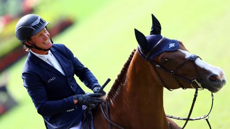 Cameron Hanley, ici à Aix-la-Chapelle en 2018, accompagné d'Eis Isaura.