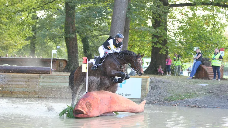 Ingrid Klimke seule en tête après le difficile cross à Pau (@ P Chevalier)