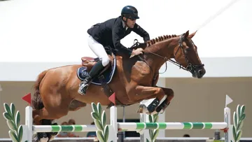 Dimanche, Max Thirouin et Utopie Villelongue, ici photographiés à l'Hubside Jumping de Grimaud en juin 2021, se sont offert leur première victoire dans un Grand Prix CSIO 3* à Lisbonne après être montés sur la deuxième marche du podium de la Coupe des nations avec l'équipe de France.