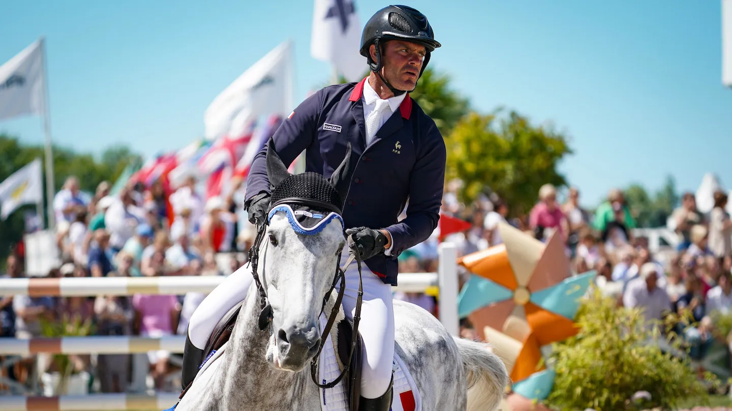 Grégory Cottard et sa grise lors du CSIO 5* de Knokke. 