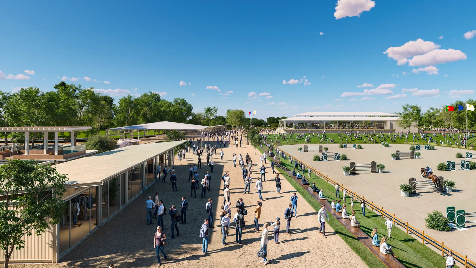 Voici à quoi ressemblera le nouveau village du Vilamoura Equestrian Centre, point de rencontre de tous les publics du site.