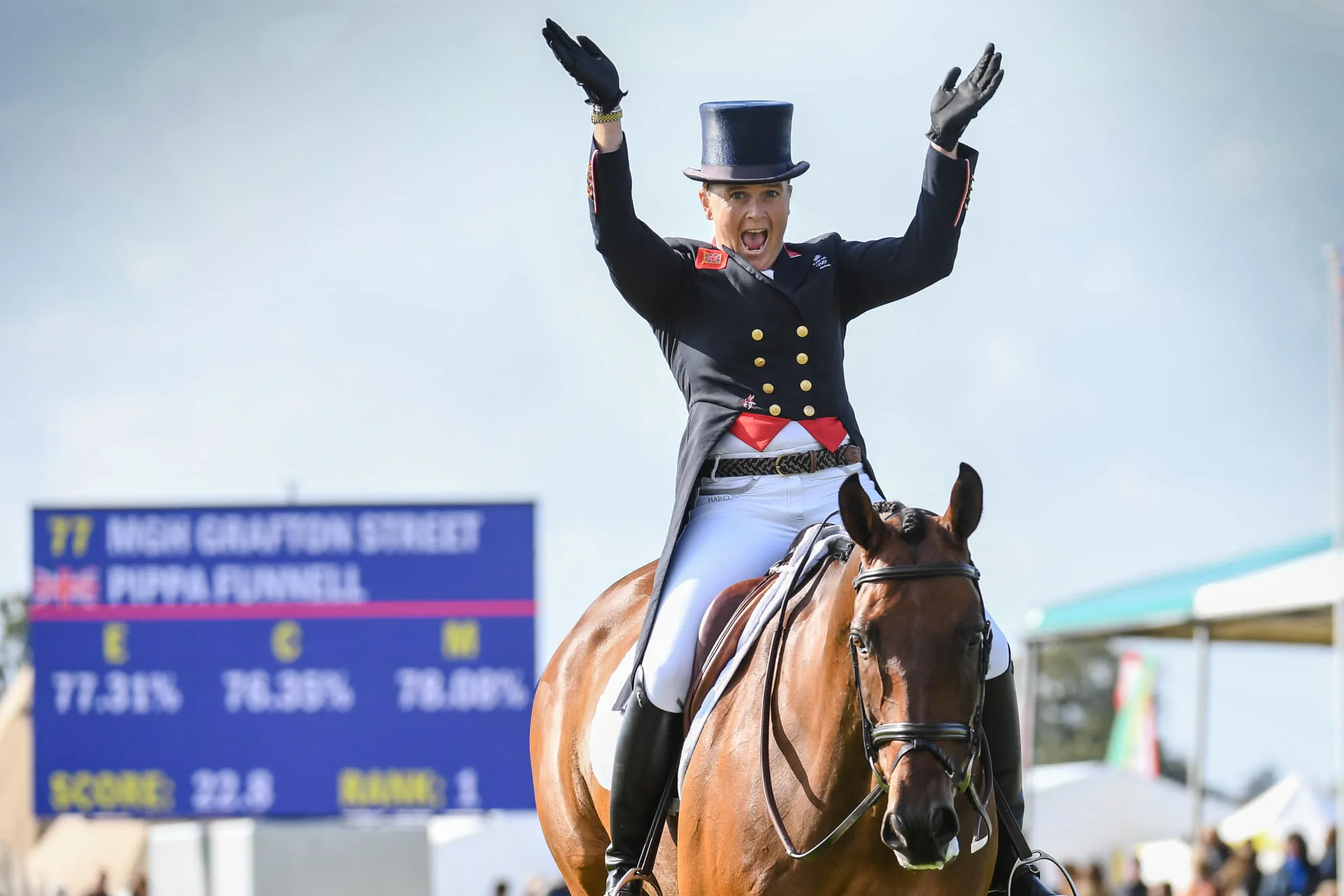 La joie de Pippa Funnell après sa reprise de dressage !
