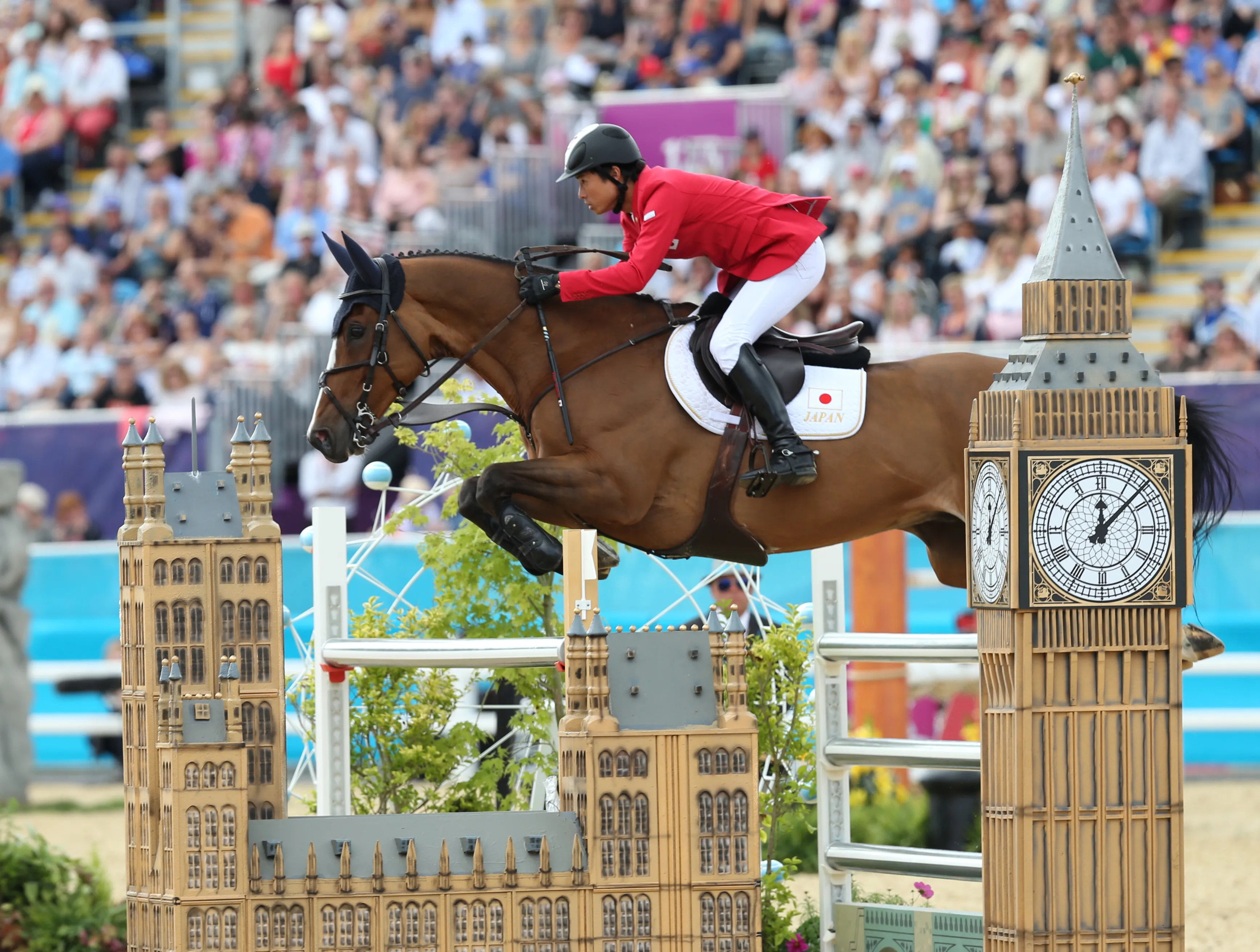 Taizo Sugitani en selle sur Avenzio lors des Jeux olympiques de Londres en 2012.