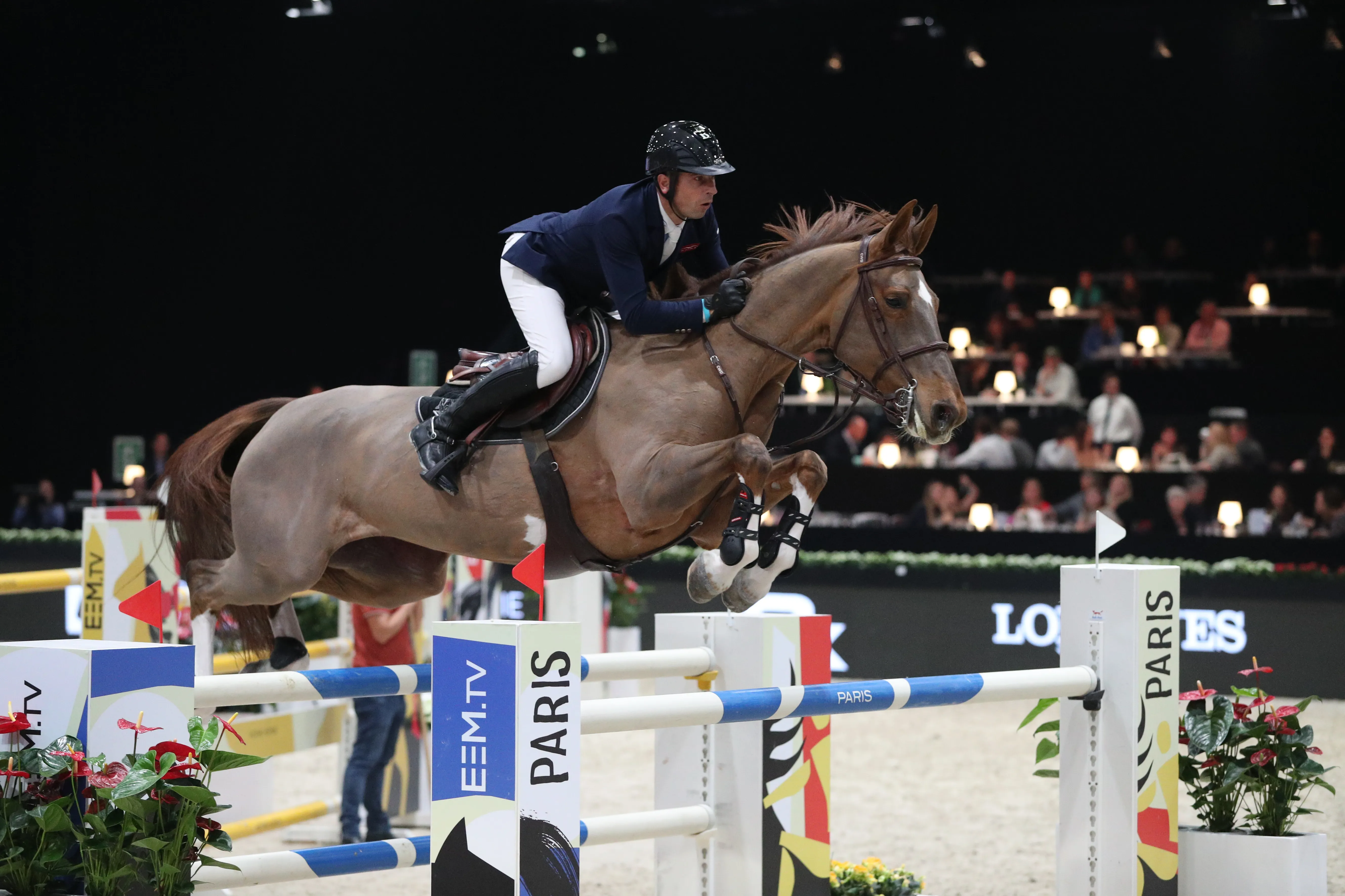 La talentueuse Toupie de la Roque (ISO 167) sous la selle de Julien Épaillard, ici aux Longines Masters de Paris en 2019. 