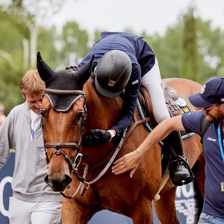 La joie d'Angelie von Essen, après son double sans faute.