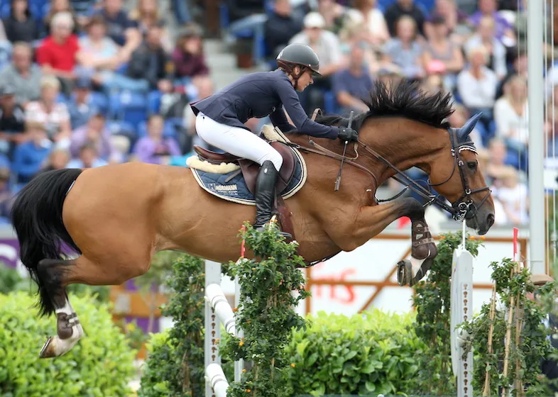 Bien que régulièrement classés en CSI, Katharina Offel et Sanctos, ici à Aix-la-Chapelle, n’ont jamais réellement pu établir de relation harmonieuse.