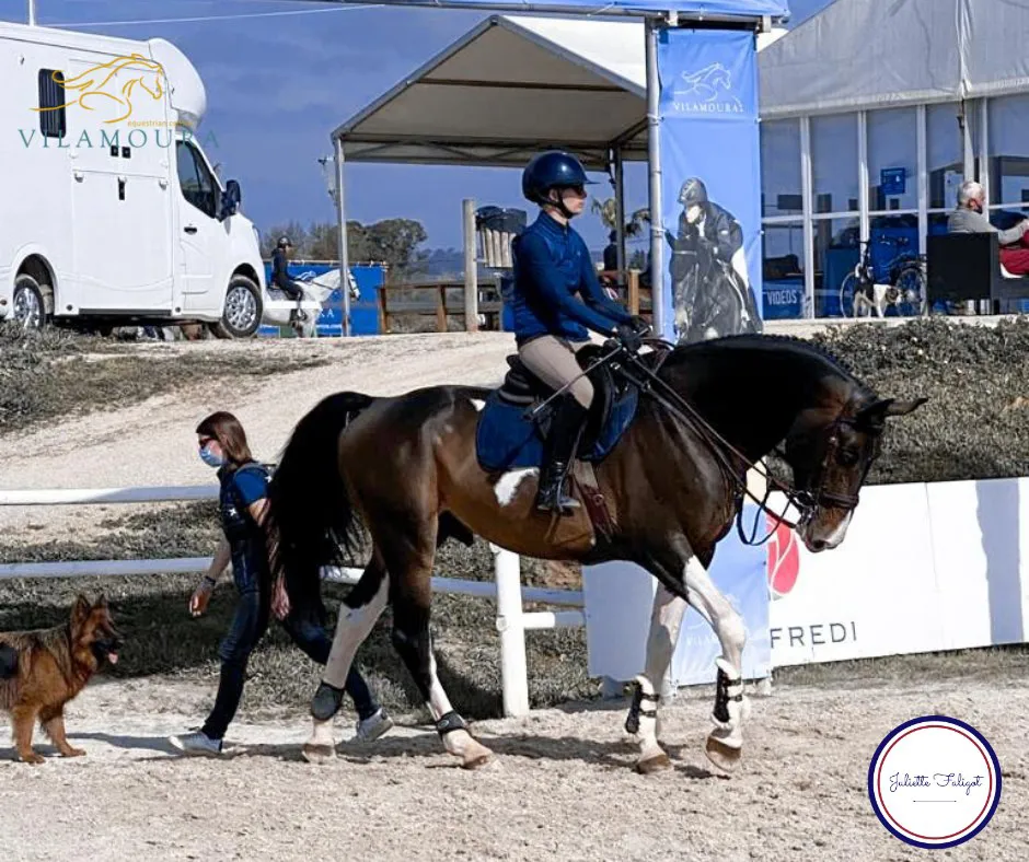 Juliette Faligot est ici en selle sur Fénomène des Rêves, six ans, récemment arrivé dans ses écuries.