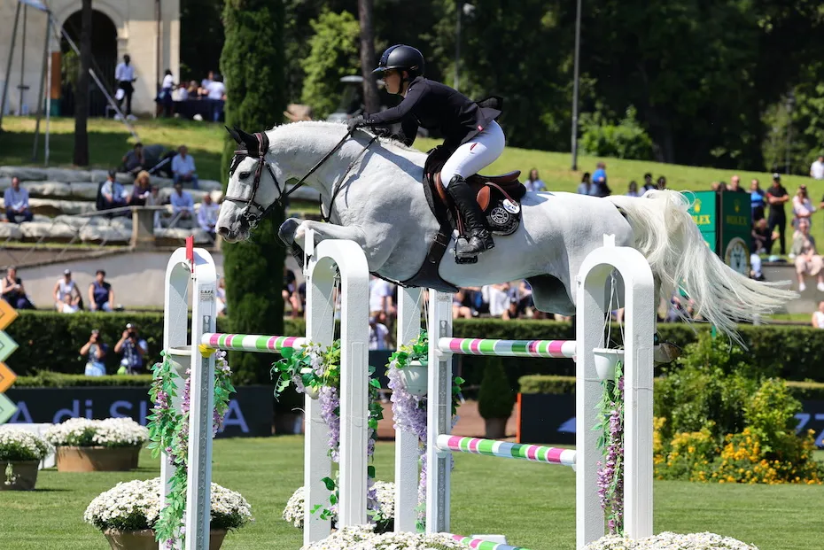 Elisa Chimirri et Calandro lors de la qualificative du Grand Prix à l’occasion du prestigieux CSIO5* de Rome , le vendredi 26 mai 2023