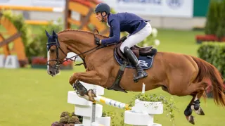 Bingo Ste Hermelle, ici en 2022 au CHIO d’Aix-la-Chapelle avec l’Allemand Daniel Deusser, fait figure d’étalon très prometteur.