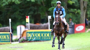 Astier Nicolas a fait une chute sans gravité de son champion Alertamalib'Or (ici lors d'un CIC 2* au château de Bertichères, en juillet 2017)