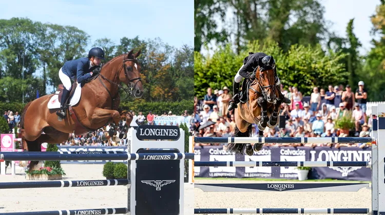 De la première à la dernière édition : Alexandra Paillot et Polias de Blondel, premiers vainqueurs du Grand Prix en 2017 (à gauche), Rik Hemeryck et Inouï du Seigneur, tenants du titre depuis 2025 (à droite).