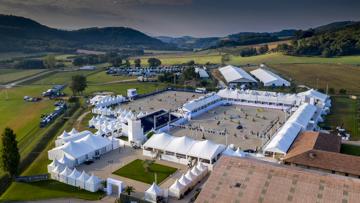 Vue aérienne du site de concours du haras des Grillons prise à l’occasion de l’édition 2019 de l’Hubside Jumping de Valence.