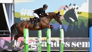 Jean-Louis Perrier Joliday du Valmon s’est fait remarquer en terminant quatrième du championnat national réservé aux juments de cinq ans sous la selle de Ludovic Simioni, qui vivait sa première Grande Semaine.