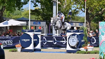 Cédric Angot et Gandor du Fief ont remporté aujourd'hui le premier temps dort du CSI 4* du Longines Deauville Classic.