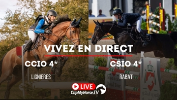 Vivez le CSIO 4*-W de Rabat, le CSI 4* de Gassin, les CSI 5* de Greenwich et Coapexpan ainsi que le CCIO 4*-S de Lignières sur ClipMyHorse.tv