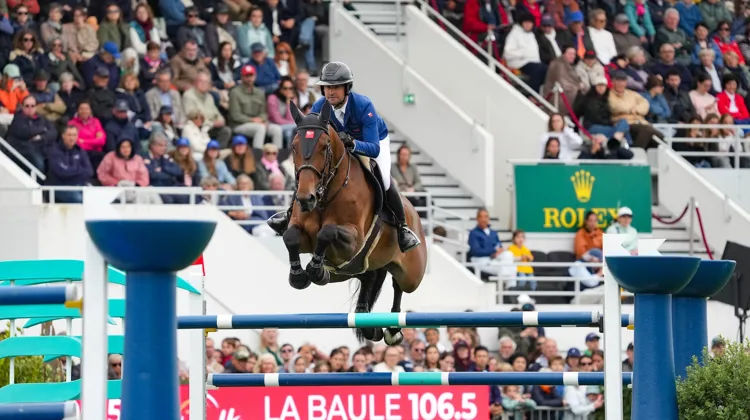 Olivier Perreau et Dorai d’Aiguilly*GL Events viennent de conclure la première manche de la Coupe des nations de La Baule avec une faute