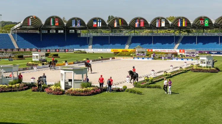 La première épreuve de dressage des Mondiaux d'Aix-la-Chapelle se tiendra demain au sein du stade de la Soers, aménagé pour l'occasion. 