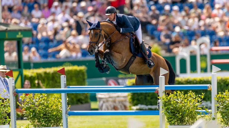 Ici lors du Grand Prix Rolex d'Aix-la-Chapelle en mai dernier, Ben Maher et Enjeu de Grisien ont triomphé dans celui de Calgary aujourd'hui.