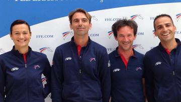 Les quatre cavaliers qui représenteront la France aux JEM sont actuellement en stage de préparation au Mans. Photo FFE 