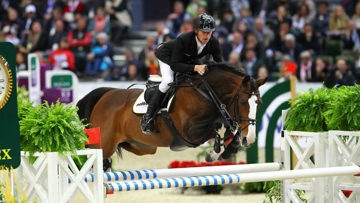 Marcus Ehning et Plot Blue, ici à Göteborg, lors de la finale de la Coupe du monde en avril dernier, ont participé à la victoire allemande, cet après-midi à Falsterbo © Scoopdyga