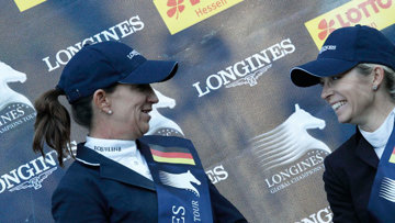 Laura Kraut, en tête du classement, tentera de remporter le Global Champion Tour et de détrôner Edwina Tops-Alexander, victorieuse en 2012 et 2011. © Stefano Grasso/LGCT