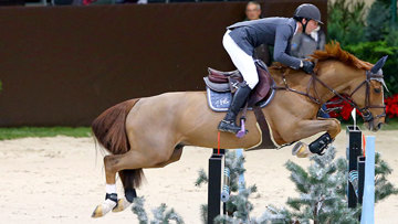 Le retour à la compétition de Rêveur de Hurtebise*HDC, ici à Genève, a pleinement satisfait Kevin Staut. L'alezan passera un premier vrai test à Bordeaux. Photo Scoopdyga