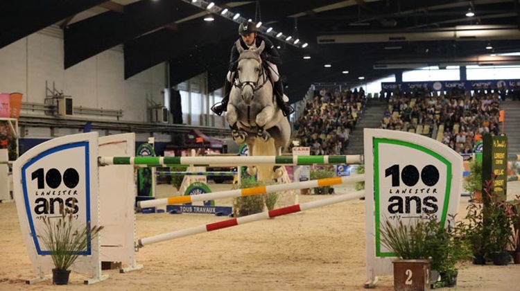 Timothée Anciaume et Padock du Plessis*HN ont littéralement survolé le Grand Prix Pro 1 à 1,45m du Celtik Jump, hier soir à Lorient. Photo DK-Prod/Celtik Jump