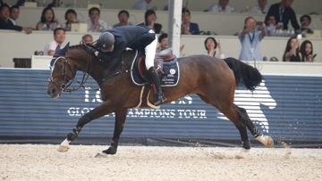 Pieter Devos a réalisé le triple sans-faute le plus rapide du Grand Prix de Shanghai. Photo Stefano Grasso/LGCT