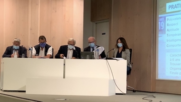 De gauche à droite : Gérard Rameix, trésorier de la SHF, Michel Guiot, président de la commission élevage, Yves Chauvin, président sortant, Guillaume de Thoré, directeur, et Cécile Lathelize, coordinatrice commerciale.