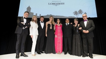 Left to right: Longines' Vice President and Head of International Marketing Juan-Carlos Capelli, Bo Derek, Boyd Exell, Jessica Mendoza (GBR), Oriana Ricca Marmissolle, Jose Eduardo (Eddie) Garcia Luna, Anne-Rose Schoen, FEI President Ingmar de Vos.