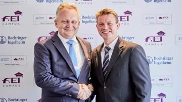 Dr Erich Schött, Head of Strategic Business Unit Equine at Boehringer Ingelheim with Ralph Straus, FEI Commercial Director