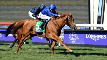 Wuheida (William Buick) wins the Filly &  Mare Turf