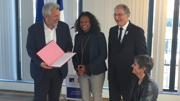 De gauche à droite, Claude Onesta, Laura Flessel, Denis Masseglia et Emmanuelle Assmann.