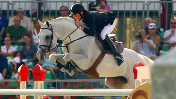 Dirk Demeersman et Clinton lors des championnats d'Europe de 2005.