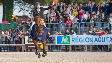 Astier Nicolas on his lap of honour.
