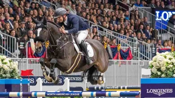 Bertram Allen and GK Casper soar over the final fence and secure their win in the Longines FEI Jumping World Cup™ Toronto on 9 November 2019.