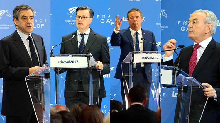 De droite à gauche, François Fillon, Édouard Ferrand, Nicolas Dupont-Aignan et Jean Arthuis.