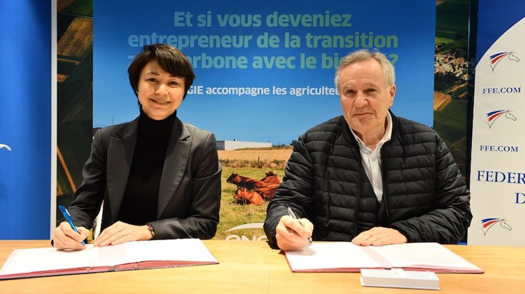 Rosaline Corinthien, directrice générale d'Engie France Renouvelables et Serge Lecomte, président de la FFE au Salon de l'agriculture.