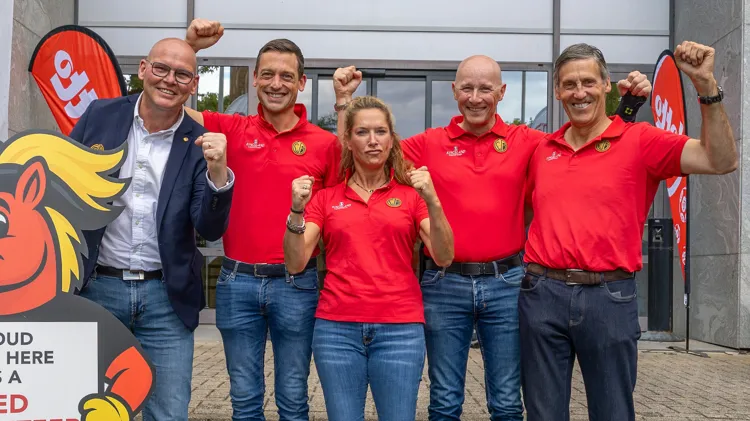 Belgische dressuurteam voor Aken