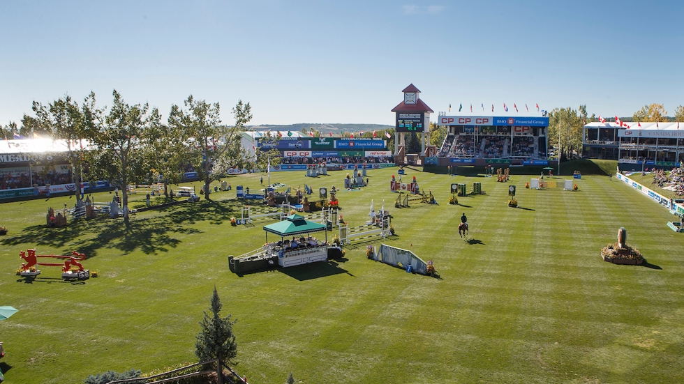 De prachtige piste van Spruce Meadows