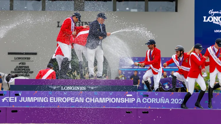 Belgische springteam dat goud won op het EK