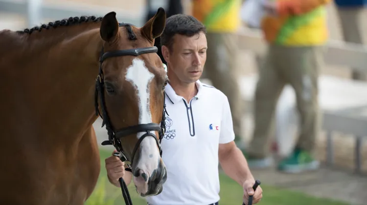 Thibaut Vallette a déroulé une très belle reprise de dressage avec Qing du Briot*ENE-HN ce matin à Rio.